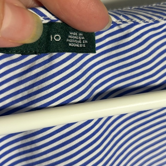 Lauren Ralph Lauren LRL Ruffle Collar Blue Striped Off-Shoulder Top Size 10. - Picture 8 of 12